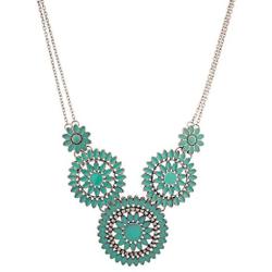 Lux Accessories Turquoise Flower Floral Design Statement Necklace