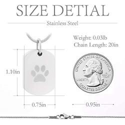 DESIGNSCAPE3D Pet Cremation Jewelry for Ashes Paw Print Urn Necklace for Ashes Stainless Steel Keepsake Memorial Pendant Ashes Necklace for Cat Dog with 20'' Chain + Gift Box + Filling Kit