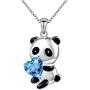 Sterling Silver Forever Love Cute Animal Heart Pendant Necklace for Women Girlfriend Daughter Mothers Gift, 18 Inches