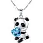 Sterling Silver Forever Love Cute Animal Heart Pendant Necklace for Women Girlfriend Daughter Mothers Gift, 18 Inches