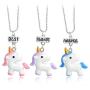 na 3 Pcs/Set Cartoon Necklaces French Fries Hot Dog Bread Hamburger Pendant Best Friends Unicorn Necklace Christmas BFF Sets Jewelry (Unicorn)