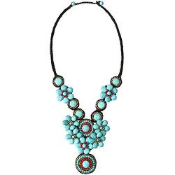 MAYTRY High-end Designer Design Bohemian Turquoise Necklace, Handmade Imported Wax Thread, Retro Fashion and Generous