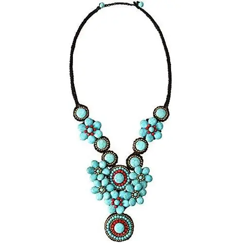 MAYTRY High-end Designer Design Bohemian Turquoise Necklace, Handmade Imported Wax Thread, Retro Fashion and Generous MAYTRY High-end Designer Design Bohemian Turquoise Necklace, Handmade Imported Wax Thread, Retro Fashion and Generous