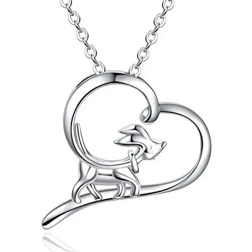 CELESTIA Sterling Silver Animal Necklace for Women, Cat/Dog/Deer/Squirrel/Feather Pendant Necklace for Girls - 18 Chain CELESTIA Sterling Silver Animal Necklace for Women, Cat/Dog/Deer/Squirrel/Feather Pendant Necklace for Girls - 18 Chain
