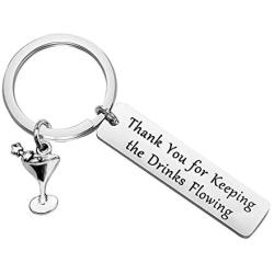 CENWA Wedding Bartender Gift Thank You for Keeping The Drinks Flowing Keychain Thank You Gift for Bartender/Waiter/Waitress