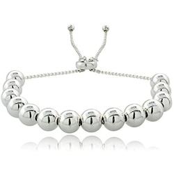 Hoops & Loops - Sterling Silver 6mm Bead Adjustable Bracelet | Sterling Silver, Yellow and Rose Gold Flash Plated