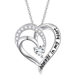 925 Sterling Silver Jewelry Engraved Always My Mother Forever My friend/I Love You to The Moon and Back Pendant Necklace for Women Girls Mom Wife Daughter Christmas Gift Love Heart Necklaces
