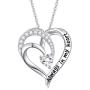 925 Sterling Silver Jewelry Engraved Always My Mother Forever My friend/I Love You to The Moon and Back Pendant Necklace for Women Girls Mom Wife Daughter Christmas Gift Love Heart Necklaces