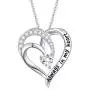 925 Sterling Silver Jewelry Engraved Always My Mother Forever My friend/I Love You to The Moon and Back Pendant Necklace for Women Girls Mom Wife Daughter Christmas Gift Love Heart Necklaces