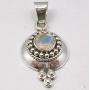 SilverStarJewel 925 Solid Silver Rainbow Moonstone Necklace Pendant 1.4'' New Jewelry