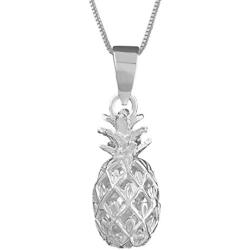 Sterling Silver Small Pineapple Pendant Necklace, 16+2'' Extender