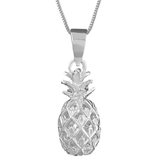 Sterling Silver Small Pineapple Pendant Necklace, 16+2'' Extender