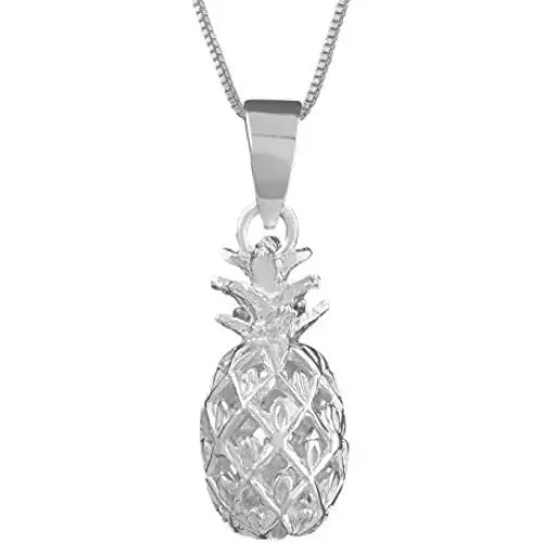 Sterling Silver Small Pineapple Pendant Necklace, 16+2'' Extender Sterling Silver Small Pineapple Pendant Necklace, 16+2'' Extender