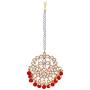 Aheli Faux Kundan Beaded Necklace Earrings Maang Tikka Indian Bollywood Ethnic Jewelry Set for Women