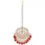 Aheli Faux Kundan Beaded Necklace Earrings Maang Tikka Indian Bollywood Ethnic Jewelry Set for Women