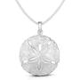 Unique Royal Jewelry 925 Solid Sterling Silver Two Sides Raised Sand Dollar Starfish Pendant and Necklace.