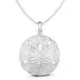 Unique Royal Jewelry 925 Solid Sterling Silver Two Sides Raised Sand Dollar Starfish Pendant and Necklace.