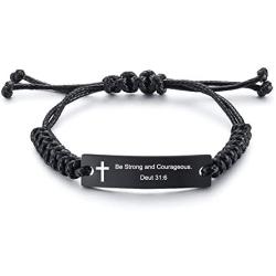 XUANPAI Adjustable Braided Woven Bracelet Bible Verse Quote Scripture Christian Religious Inspiring Jewelry,Adjustable