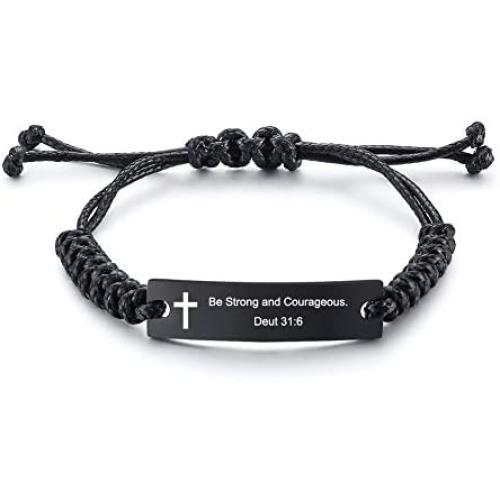 XUANPAI Adjustable Braided Woven Bracelet Bible Verse Quote Scripture Christian Religious Inspiring Jewelry,Adjustable