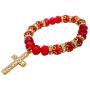 Nazareth Store Crystal Red Rosary Bracelet - Catholic Gift - Cross Bracelet - Crystals Bead Bracelet - Sacred Gift for Teen Girls Jewelry for Women & Men