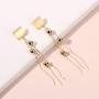 Tanpie Dangle Earrings for Women, Golden Long Tassel Stud Earrings, Fashion Jewelry for Valentine Friendship