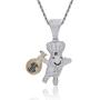LC8 Jewelry Men Hip Hop Chef Money Bag Chain CZ Dough BOY Pendant Iced Out Bling Rhinestone Crystal Necklace 18K Gold Plated with 24” Stainless Rope Chain