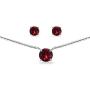 Sterling Silver Round Solitaire Stud Earrings & Short Necklace Set for Women Girls Made w/Swarovski Crystals