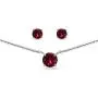 Sterling Silver Round Solitaire Stud Earrings & Short Necklace Set for Women Girls Made w/Swarovski Crystals