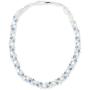 Gem Stone King 17 Inch White Cultured Freshwater Pearl & Blue Crystal Mash Necklace + Bracelet 6.5 Inch