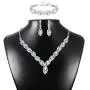 Thunaraz Crystal Bridal Jewelry Set Crystal Necklace and Earrings with Crystal Bracelet for Women Jewelry Set Gifts fit
