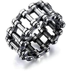 Biker Chain Rings, Chain Biker Ring for Men, Locomotive Chain Rings, Intertwine Rings Motorcycle Biker Bicycle Chain Ring, Hip Hop Punk Ring Jewelry Gift for Men Boys