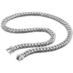 Dankadi Italy Design Solid 925 Sterling Silver Miami Cuban Link Chain Mens Necklace - Box Lock Cuban Link 10 MM 22-24-26 inches Jewelry Gift