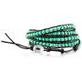 MOWOM Alloy Genuine Leather Bracelet Bangle Cuff Rope for Women Boys Kids Gemstone Beads Braided 1 Wraps & 2 Wraps Stone Adjustable Handmade Jewelry Gift