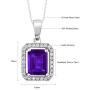 Gem Stone King 925 Sterling Silver Purple Amethyst Pendant Necklace For Women (2.61 Cttw, Gemstone Birthstone, Emerald Cut with 18 Inch Silver Chain)