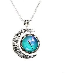 LERYDESI Dragonfly Necklace Moon Pendant Insects Jewelry Mint Green Wedding Bridesmaid Flower Girl Women Bride Friend