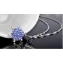 Women Girls Frozen Snowflake Light Blue Crystal Pendant Necklace Winter Snow Ice