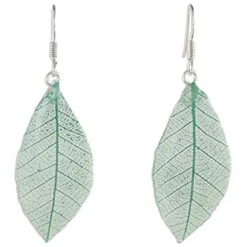 NOVICA Natural Leaf .925 Sterling Silver Dangle Earrings Stunning Nature in Jade NOVICA Natural Leaf .925 Sterling Silver Dangle Earrings Stunning Nature in Jade