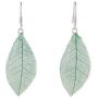 NOVICA Natural Leaf .925 Sterling Silver Dangle Earrings Stunning Nature in Jade