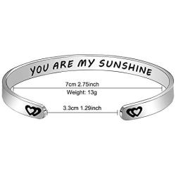 lauhonmin Bangle Bracelets for Women Inspirational Gifts for Women Girls Men Motivational Cuff Bangle You are My Sunshine Family Birthday Gifts Jewelry