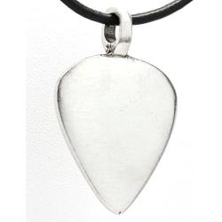 Trilogy Jewelry Pewter Guitar Pick with Skull and Dagger Pendant on Leather Necklace