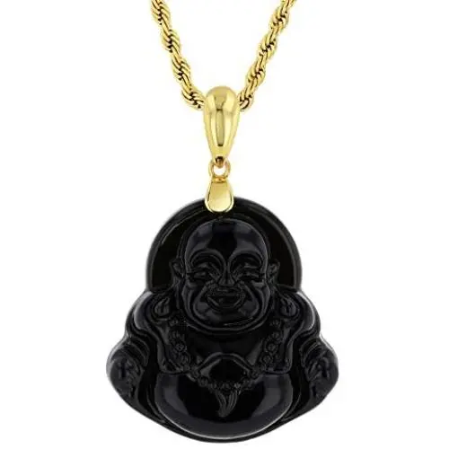 Smiling Laughing Buddha Black Jade Pendant Necklace Rope Chain Genuine Certified Grade A Jadeite Jade Hand Crafted, Jade Neckalce, 14k Gold Filled Buddha necklace, Jade Medallion