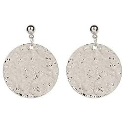 JustMoMoMin Hammered Round Disc Dangle Earrings Polished Circle Drop Earrings for Women Girls Jewelry