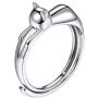 SILVERCUTE Sterling Silver Open Ring Finger Jewelry Vintage Style 3D Animal Crescent Moon Cat/Hollow Kitty/Bulldog/Pearl Cat Ear Statement Ring,Adjustable Size 6 to 12