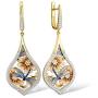 Santuzza Dragonfly Dangle Earrings 14k Yellow Gold Plating 925 Sterling Silver White Cubic Zirconia Enamel Flower Drop Earring Jewelry For Women