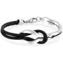 Infinity Love Knot Bangle Bracelet for Women for Girlfriend Two Tone Black Genuine Leather Silver Tone Stainless Steel Infinity Love Knot Bangle Bracelet for Women for Girlfriend Two Tone Black Genuine Leather Silver Tone Stainless Steel