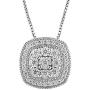 La4ve Diamonds 1/2 Carat Stunning Diamond, Pave-Set 925 Sterling Silver Round-Cut Diamond Cushion Halo Pendant Necklace (I-J, I2-I3) Real Diamonds for Women and Girls with Gift Box Included