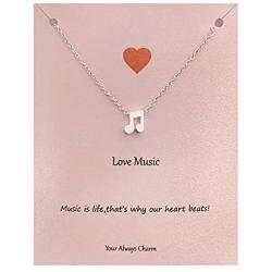 Your Always Charm Music Lover Gifts,Treble Clef Music Note Necklace 16''-18''