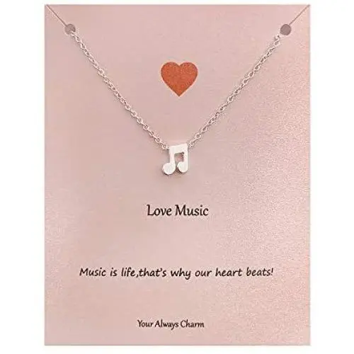 Your Always Charm Music Lover Gifts,Treble Clef Music Note Necklace 16''-18'' Your Always Charm Music Lover Gifts,Treble Clef Music Note Necklace 16''-18''