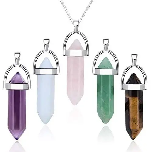 5pcs Crystal Necklace Hexagonal Pendant Gemstone Chakra Healing stone Crystal Jewelry for Women Girls Men Birthday Gifts 5pcs Crystal Necklace Hexagonal Pendant Gemstone Chakra Healing stone Crystal Jewelry for Women Girls Men Birthday Gifts