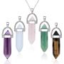 5pcs Crystal Necklace Hexagonal Pendant Gemstone Chakra Healing stone Crystal Jewelry for Women Girls Men Birthday Gifts